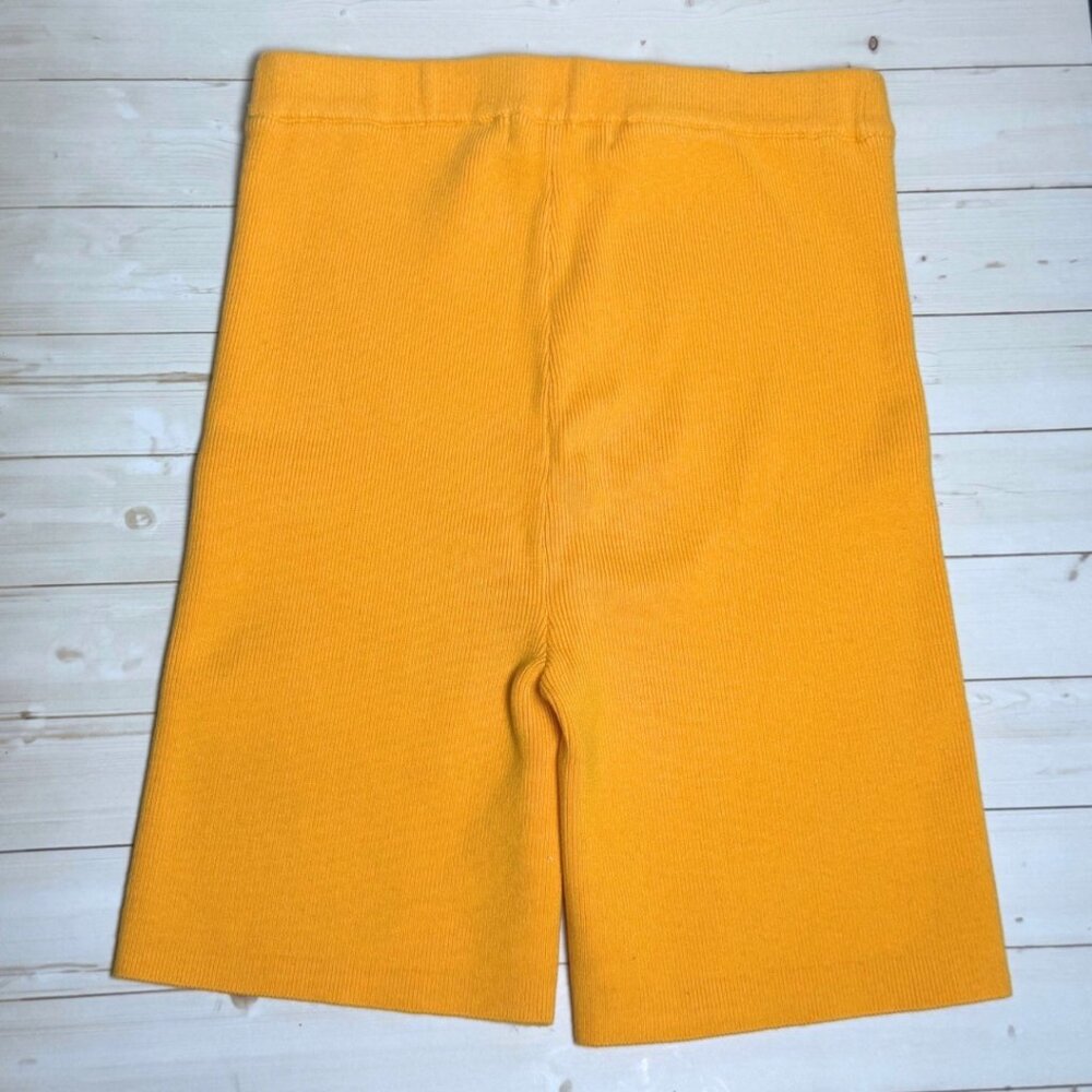 FP Beach Yellow Knit Shorts High Waist Medium Stretch Free People Monochrome - Picture 2 of 6